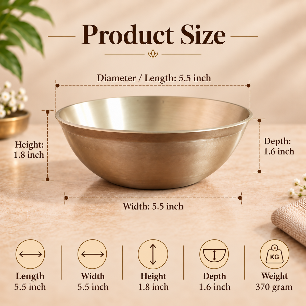 Premium Pure Kansa Bowl Set | Traditional Bronze Metal Serving & Eating Bowls | Handmade Kansa Utensils for Kitchen & Dining.