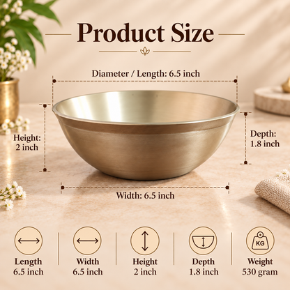 Premium Pure Kansa Bowl Set | Traditional Bronze Metal Serving & Eating Bowls | Handmade Kansa Utensils for Kitchen & Dining.