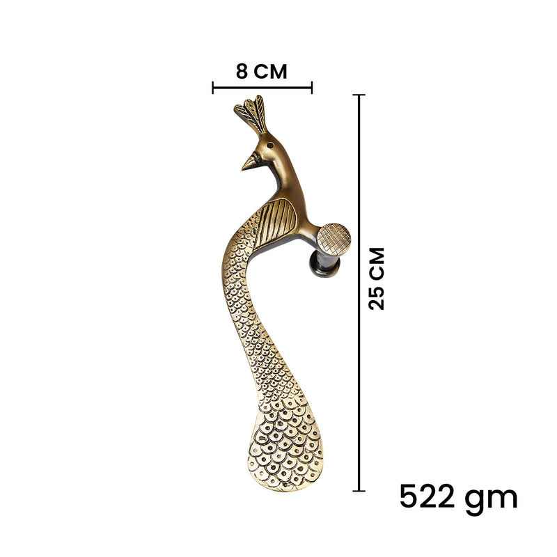 Handcrafted Brass Door Handle – Elegant Peacock Design (Right Turned)