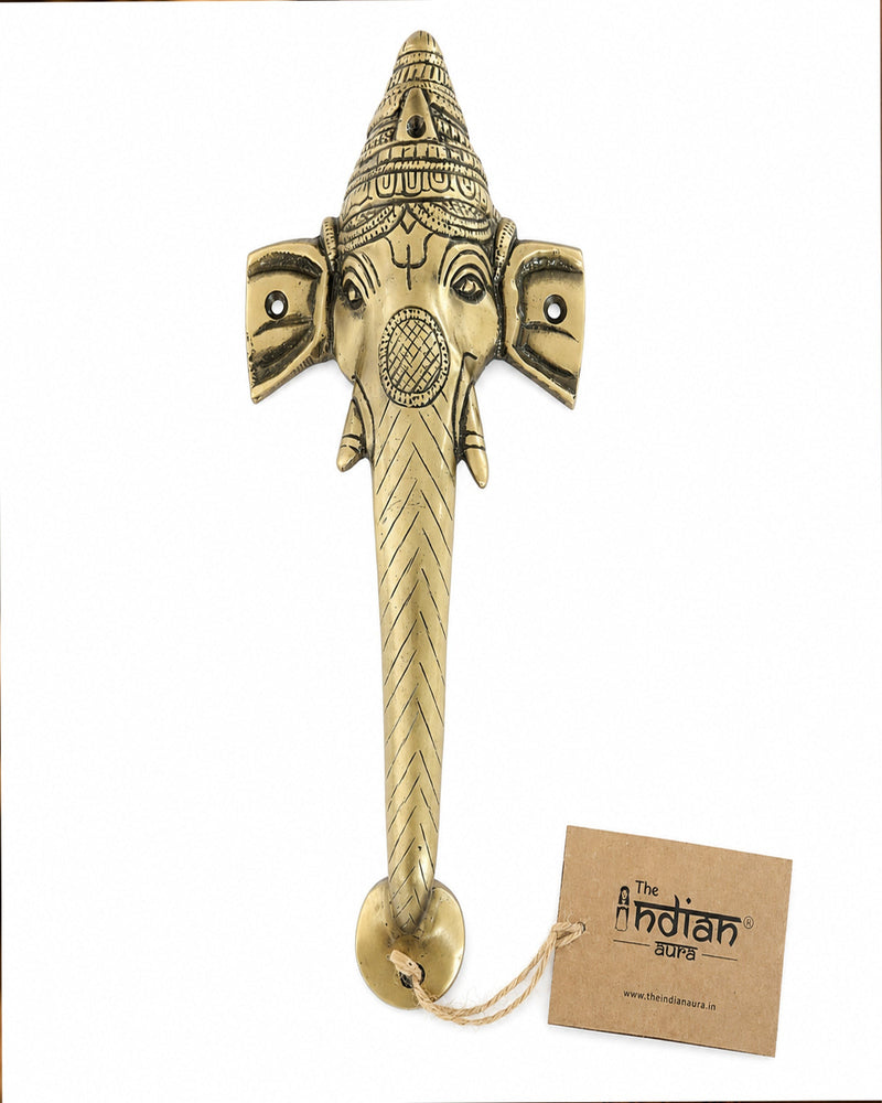 Ganesha Brass Door Handle for Main Door – 10 Inch Antique Finish Elephant Pull Handle,  |Set-1