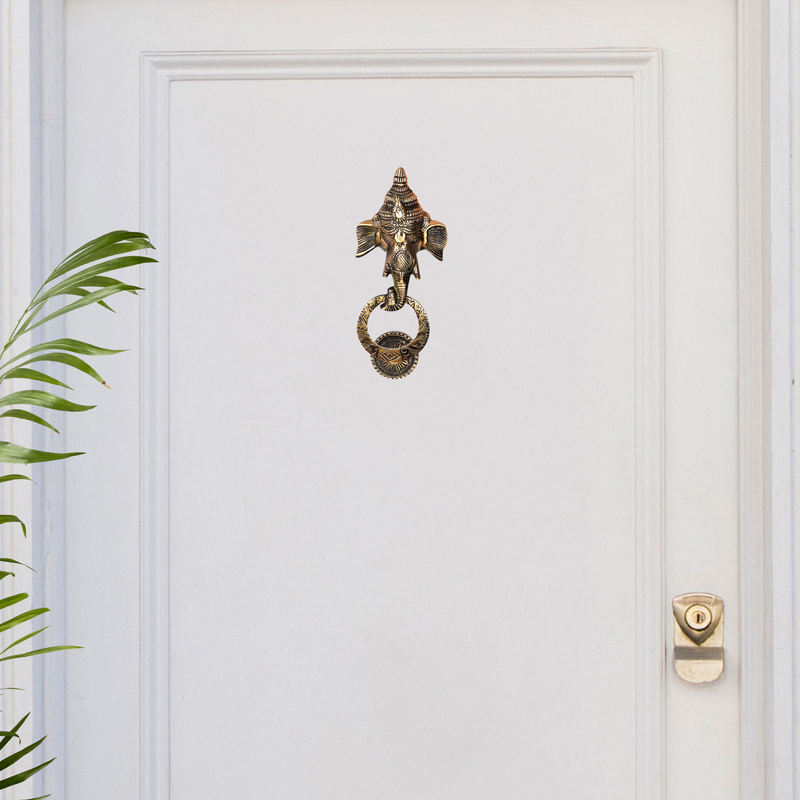 Divine Blessings Ganesha Brass Door Knocker with Spiritual Decor | The Indian Aura