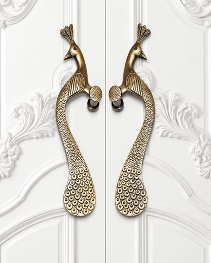 Handcrafted Brass Door Handle On White Background