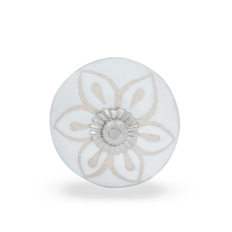 Tranquil Bloom Ceramic Floral Drawer Knob | The Indian Aura