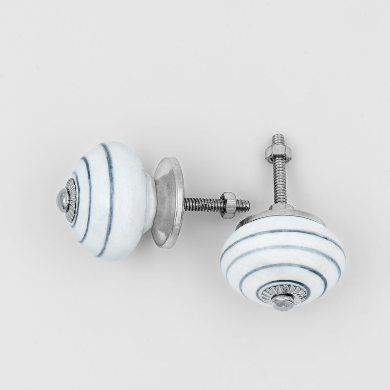 Eternal Charm White & Blue Circle Ceramic Drawer Knob | The Indian Aura