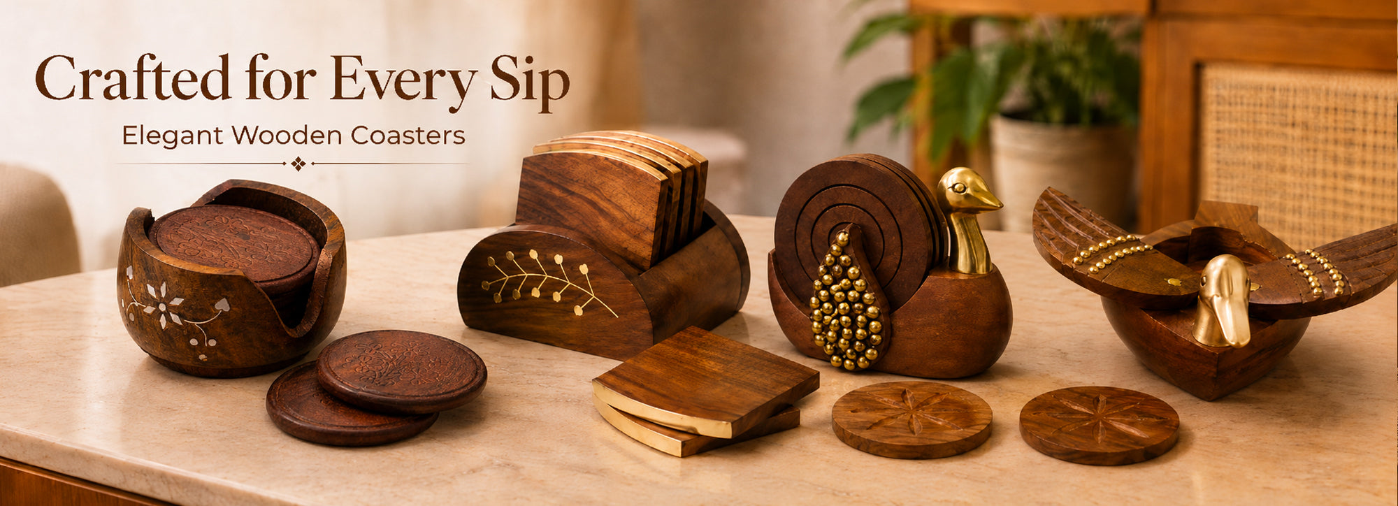 wooden coasters for table and drinks