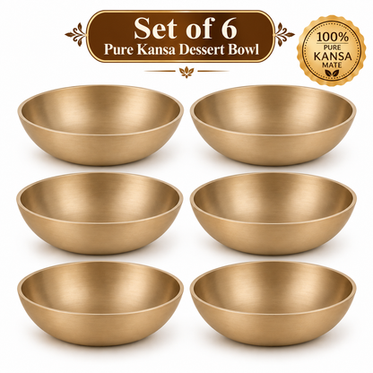 Pure Kansa Dessert Bowl | Traditional Serving Bowl for Halwa, Achar, Salad & Desserts | Set of 2, 4 & 6