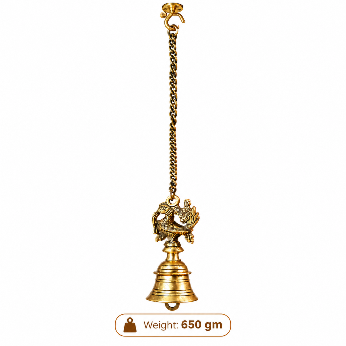 The Indian Aura Antique Gold Pure Brass Wall Hanging Bell | Traditional Decorative Bell for Home, Temple, Pooja Room & Entrance Décor