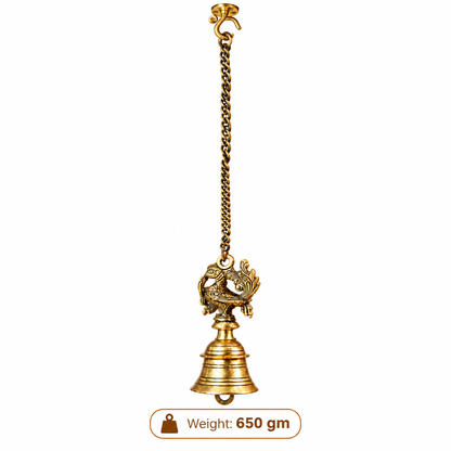 The Indian Aura Antique Gold Pure Brass Wall Hanging Bell | Traditional Decorative Bell for Home, Temple, Pooja Room & Entrance Décor