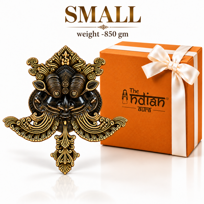 The Indian Aura Pure Brass Kirtimukh Nazar Battu Hanging with Premium Gift Box | Antique Gold & Black Finish | Traditional Good Luck Gift for Housewarming, Diwali, Wedding & Festive Gifting | Home & Main Door Decor