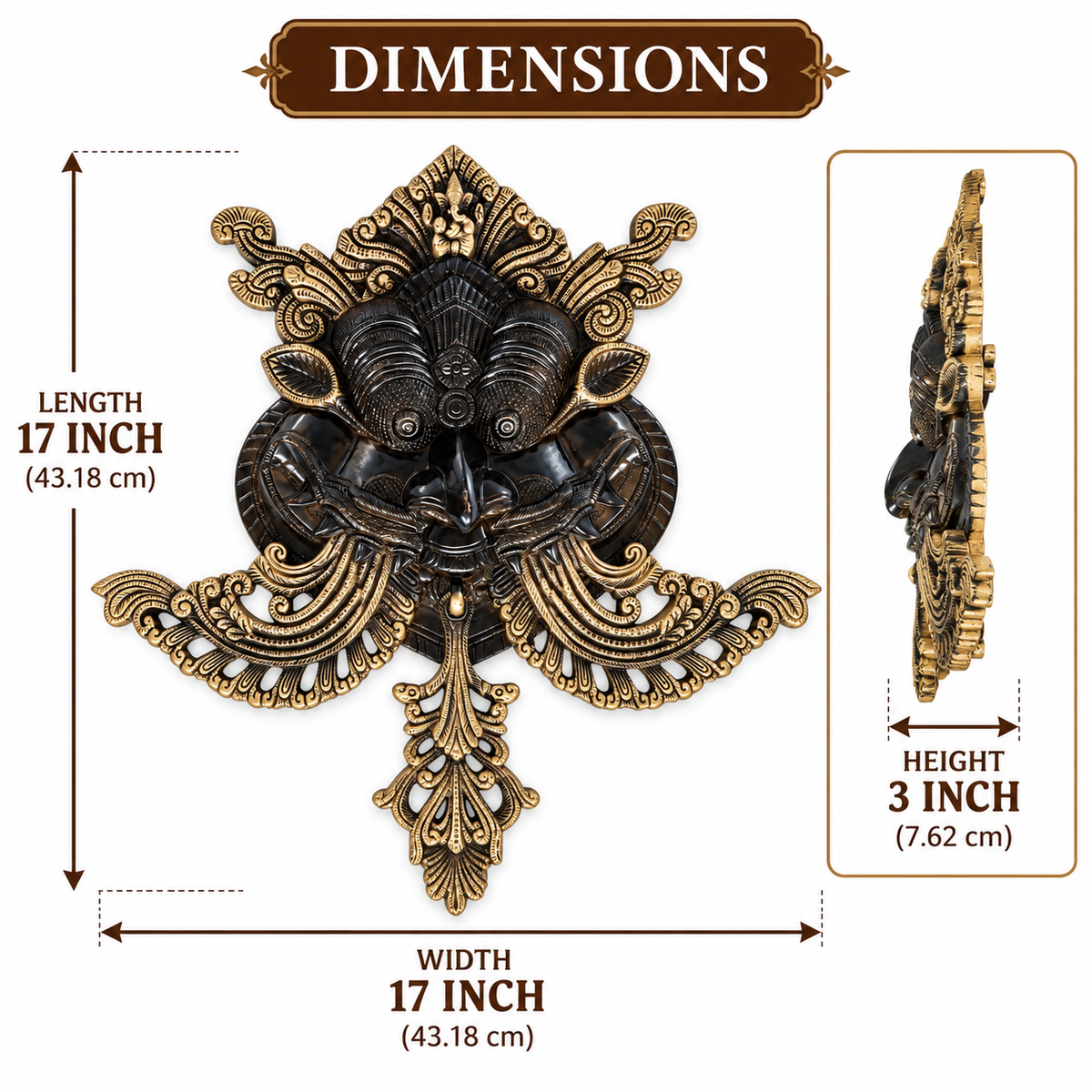Antique Gold pure brass Kirtimukh Nazar Battu Hanging -Black Antique Finish | The Indian Aura