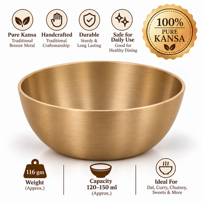 Pure Kansa Small Katori Set – Traditional Handmade Bronze Bowls for Dining & Serving | Premium Gift for Diwali, Housewarming, Weddings, Anniversaries, Return Gifts & Festive Gifting | The Indian Aura