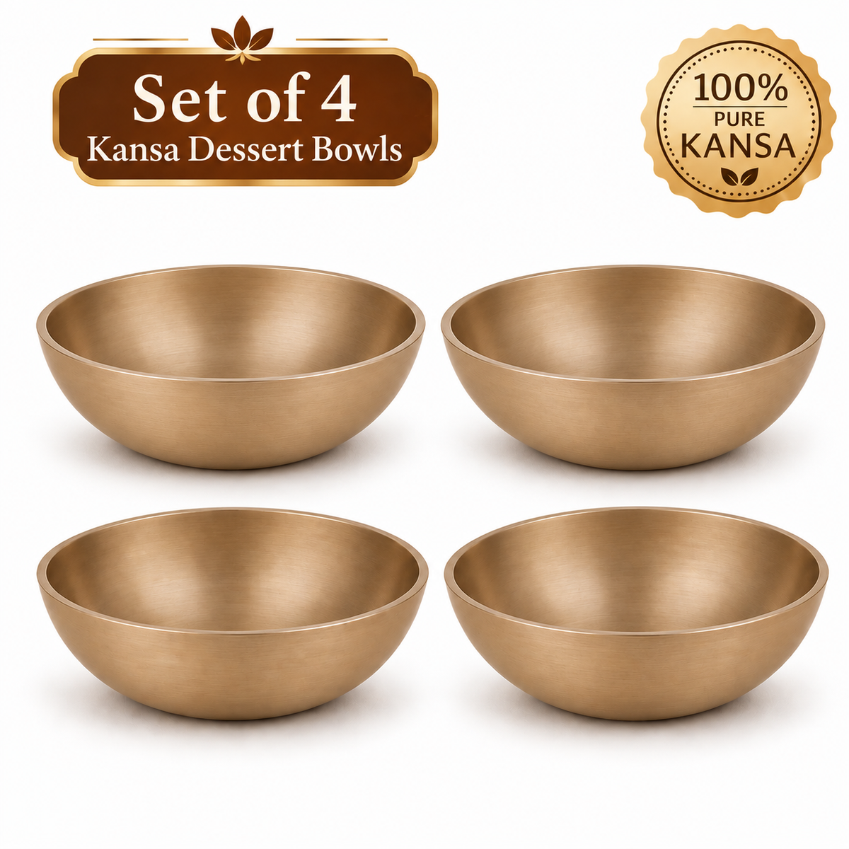 Pure Kansa Dessert Bowl | Traditional Serving Bowl for Halwa, Achar, Salad & Desserts | Set of 2, 4 & 6