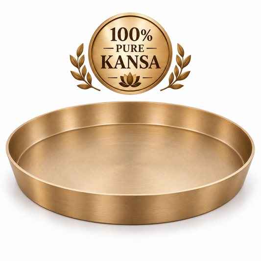 Pure Kansa Thali Matte Finish | Traditional Indian Dinner Plate | 12 Inch | Single & Pair