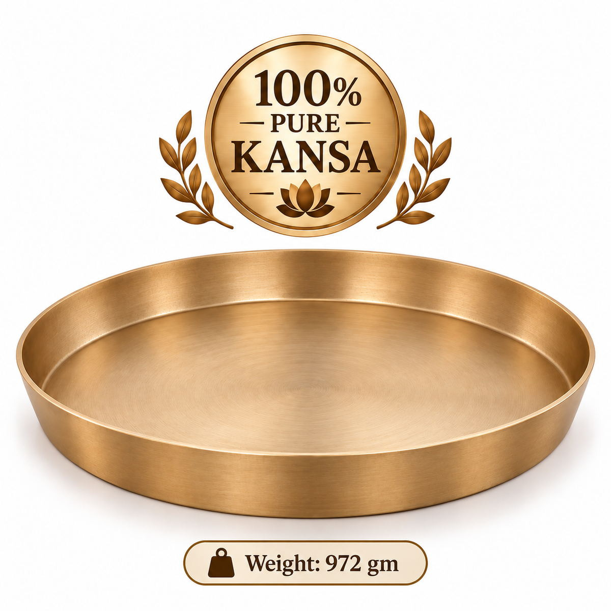 Pure Kansa Thali Matte Finish 12 Inch for Gifting – Premium Traditional Indian Bronze Dinner Plate | Available in Single & Pair | Elegant Gift for Weddings, Housewarming, Diwali, Anniversaries & Festive Occasions