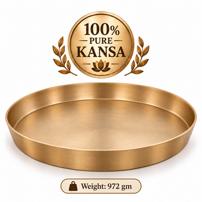 Pure Kansa Thali Matte Finish 12 Inch for Gifting – Premium Traditional Indian Bronze Dinner Plate | Available in Single & Pair | Elegant Gift for Weddings, Housewarming, Diwali, Anniversaries & Festive Occasions