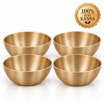 Pure Kansa Small Katori Set – Traditional Handmade Bronze Bowls for Dining & Serving | Premium Gift for Diwali, Housewarming, Weddings, Anniversaries, Return Gifts & Festive Gifting | The Indian Aura