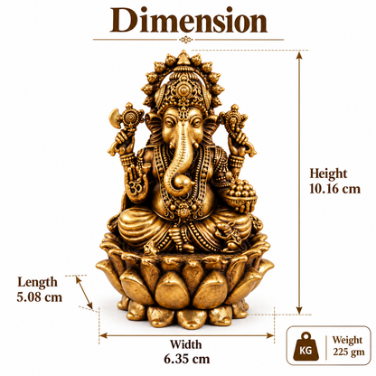 Antique Brass Lord Ganesh Idol for Home Temple & Pooja Room | Handcrafted Lord Ganesha Statue for Mandir, Home Décor & Office Desk | Housewarming, Diwali & Spiritual Gift | The Indian Aura