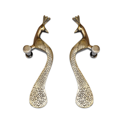 Handcrafted Brass Door Handle – Elegant Peacock Design (Set of 2)