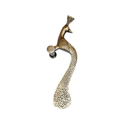 Handcrafted Brass Door Handle – Elegant Peacock Design (Right Turned)