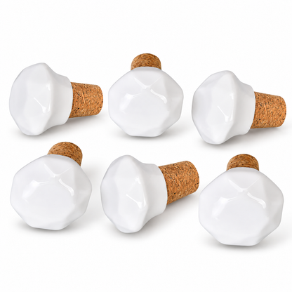 White Marble Design Ceramic Wine Bottle Stopper | The Indian Aura